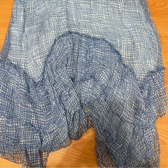 LOVE Sam MIDI Dress Light Blue Asymmetrical Ruffle Hem Semi Sheer - Picture 11 of 12